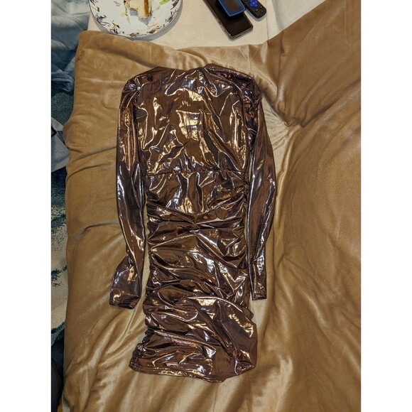 Forever 21 Small Metallic Pink Ruched Mini Dress - Picture 8 of 9